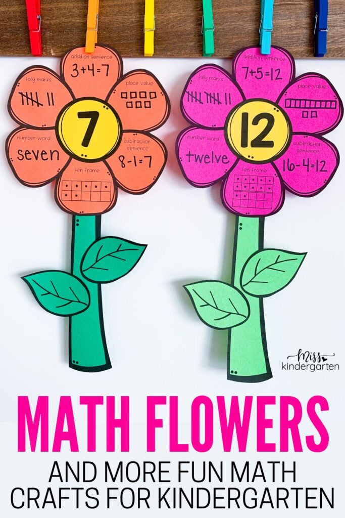 Math flowers and more math crafts for kindergarten