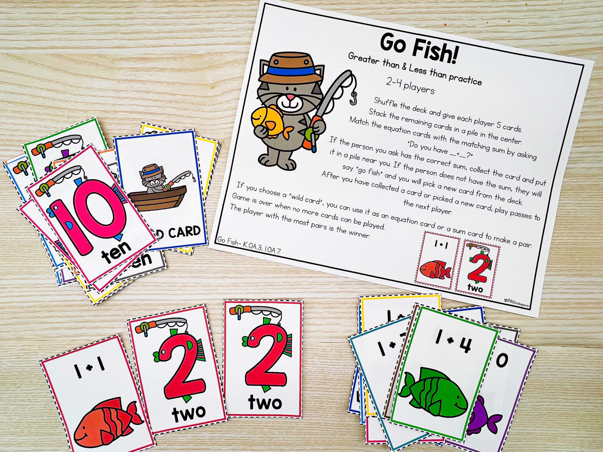 Go fish instruction sheet and cards