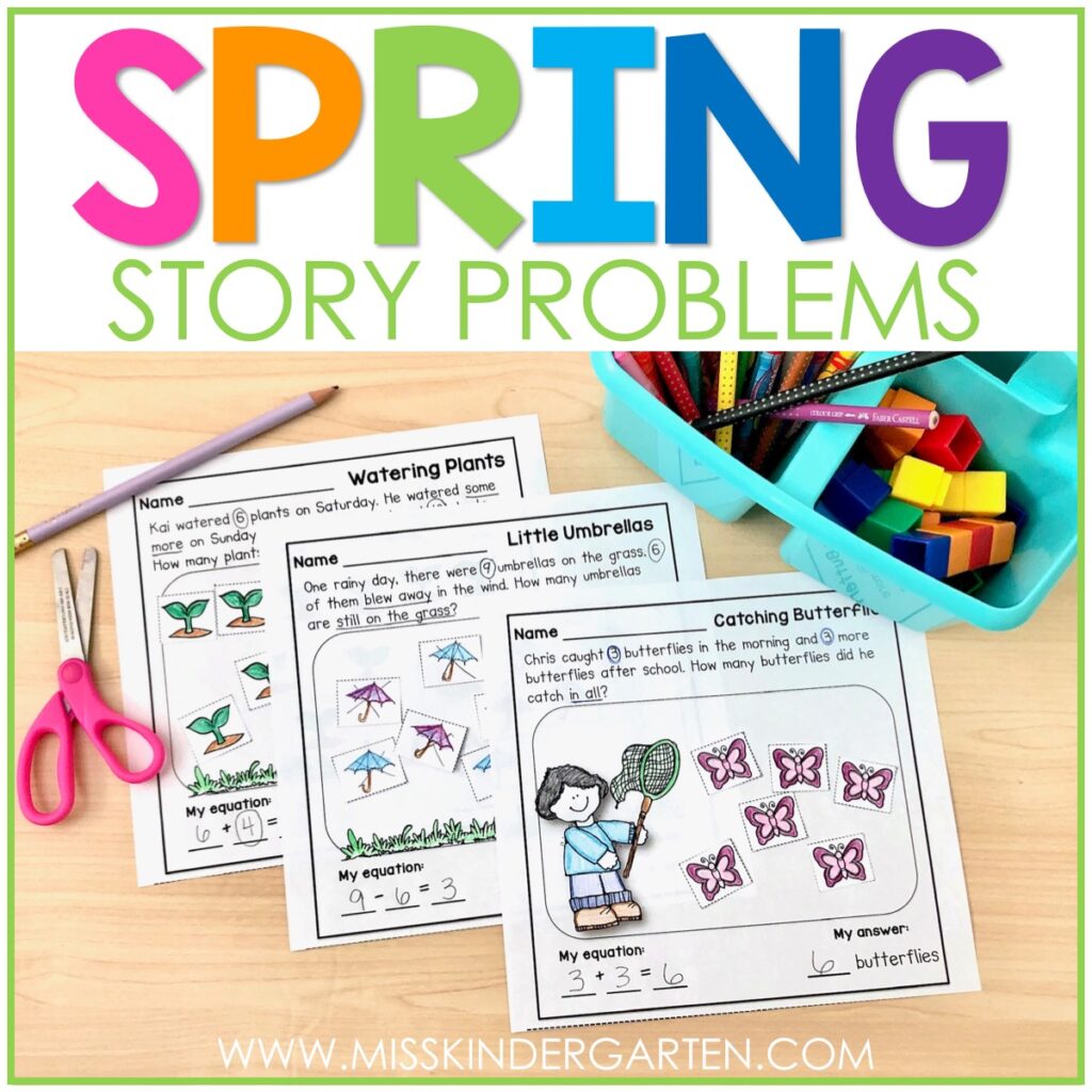 3 math word problems with a spring theme
