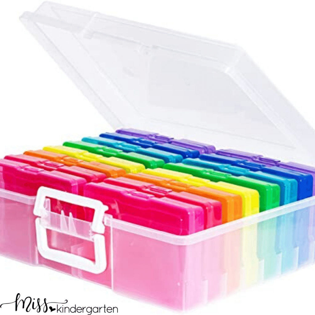 these 4x6 photo storage cases make great center storage for individual center activities or supplies
