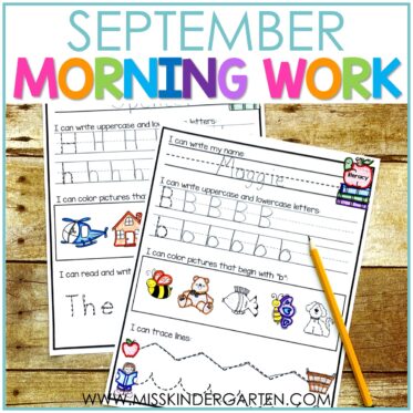 September Kindergarten Morning Work