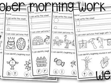 October Morning Work for Kindergarten