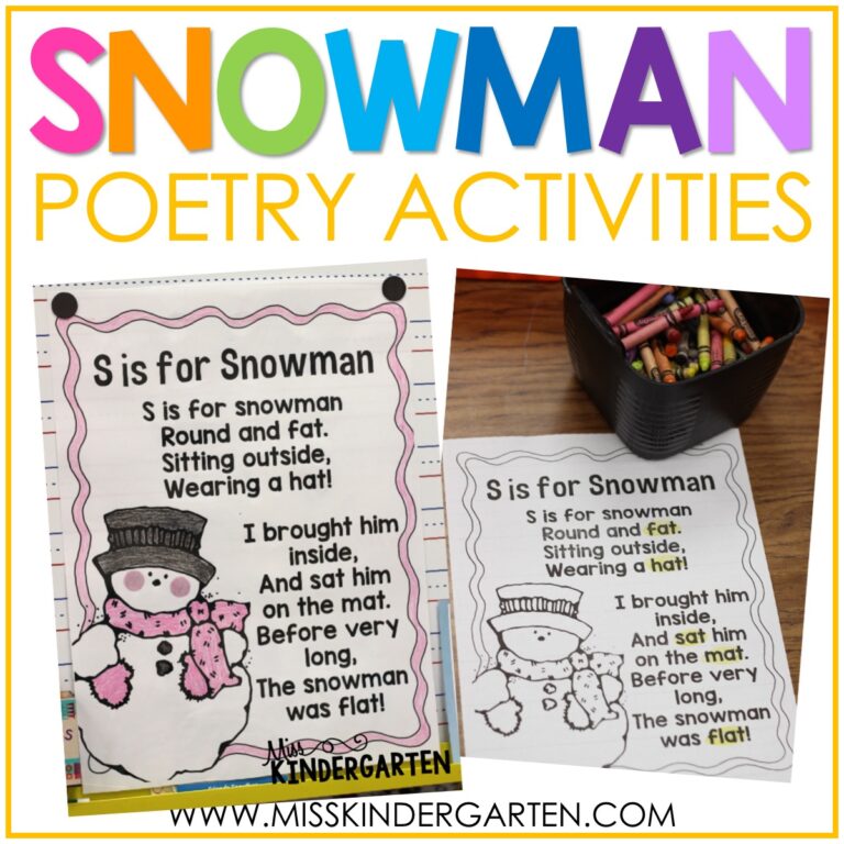 snowman poem and sight word activity