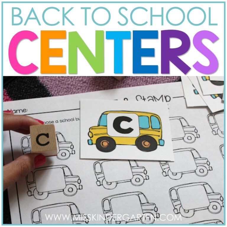 back to school centers for kindergarten
