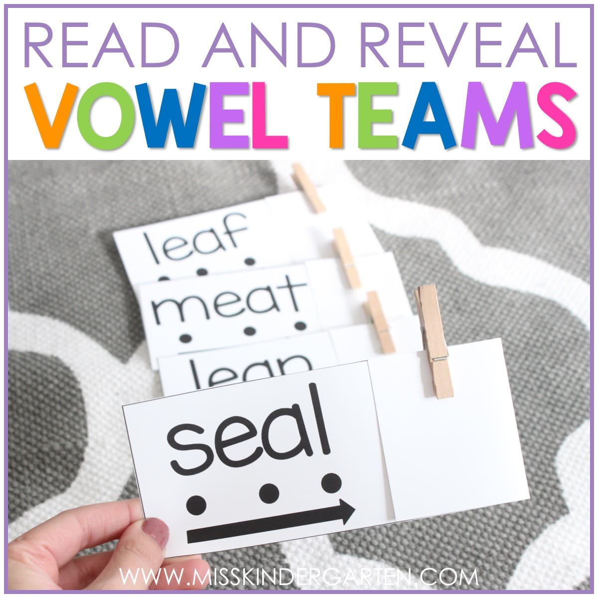 Reading Vowel Team Words With Read And Reveal Cards - Miss Kindergarten