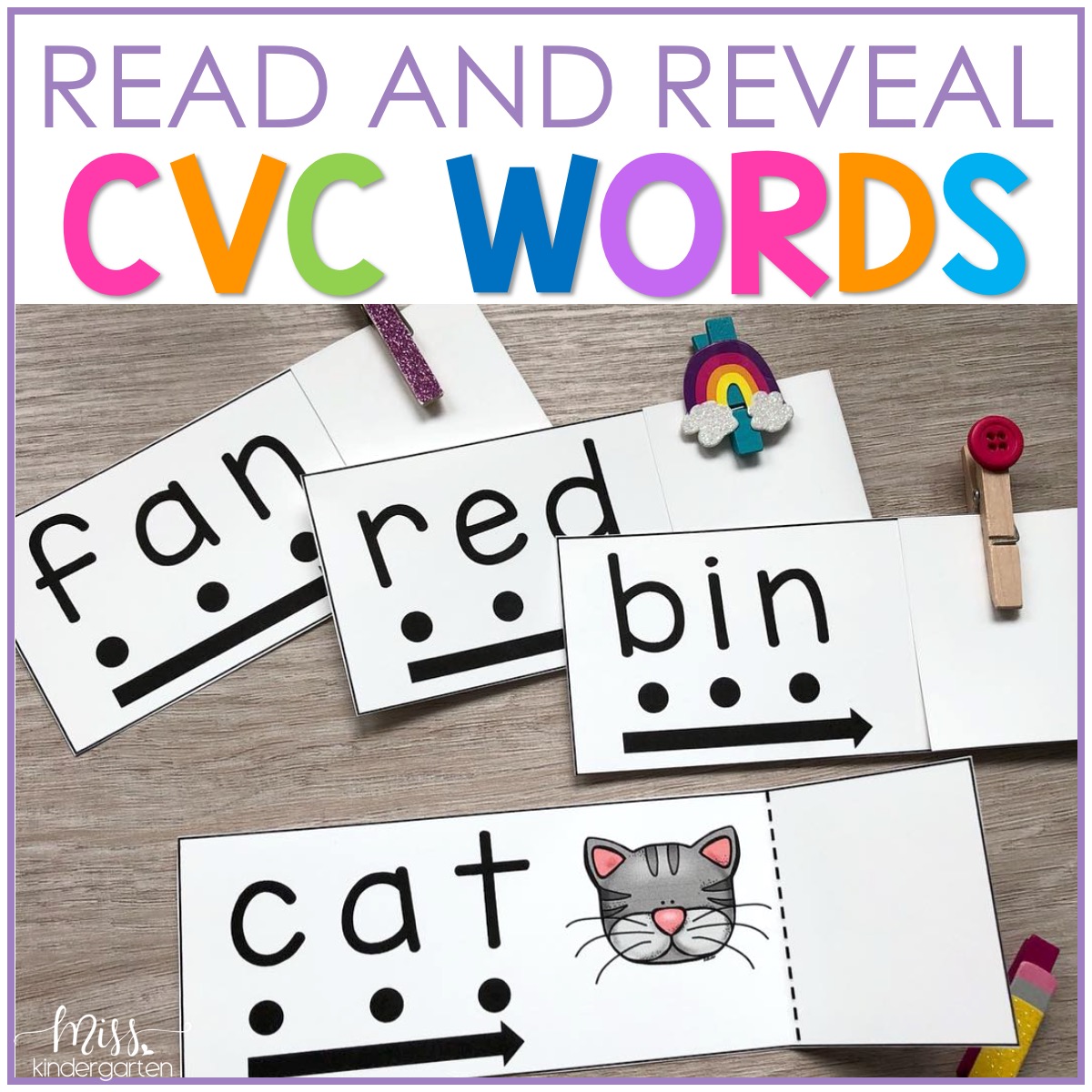 CVC Word Blending Cards Set Reading Phonics 