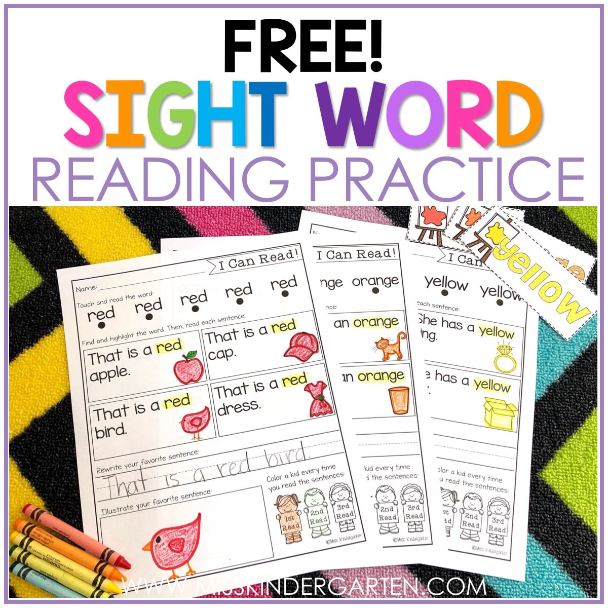 free printable sight words sentences for kindergarten