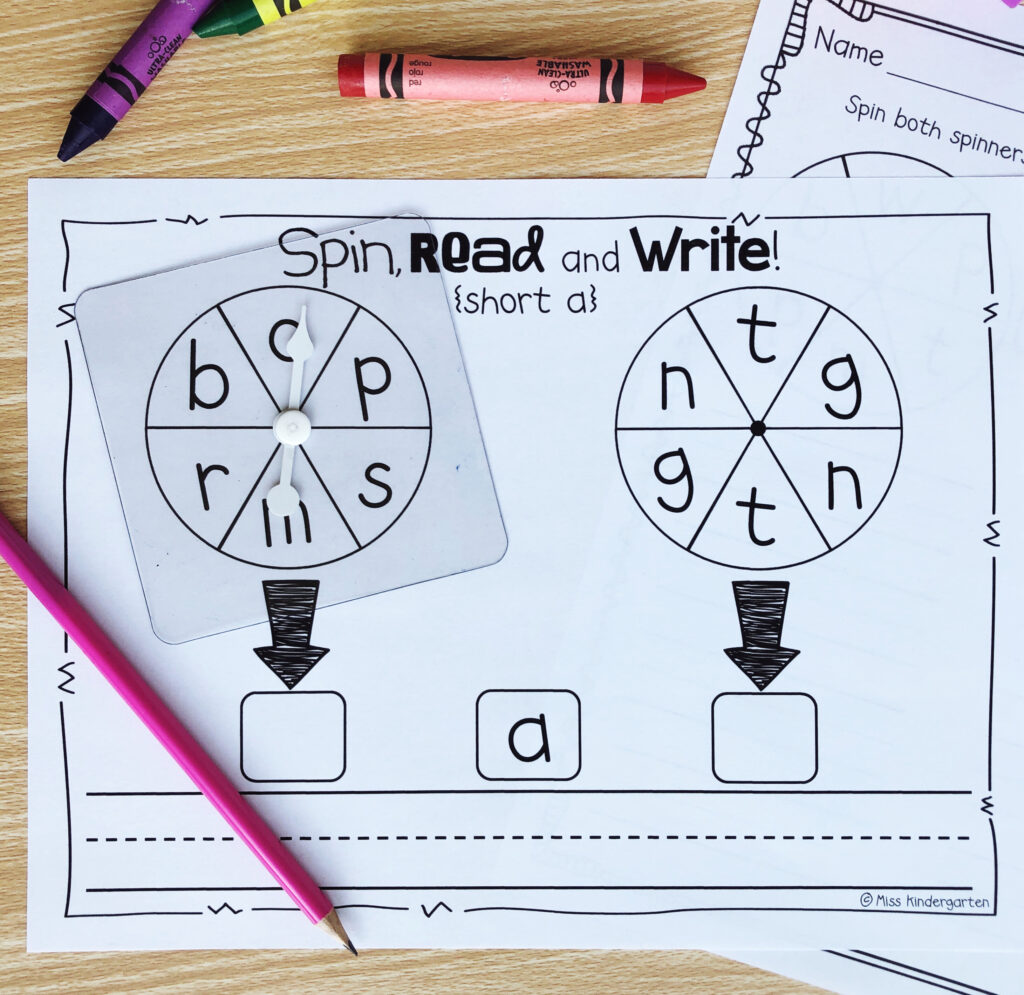 Spin, Read, and Write Activity Worksheet