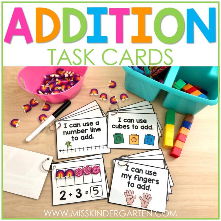 Examples of task cards to solve addition problems