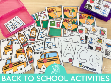A variety of task cards with back to school activities