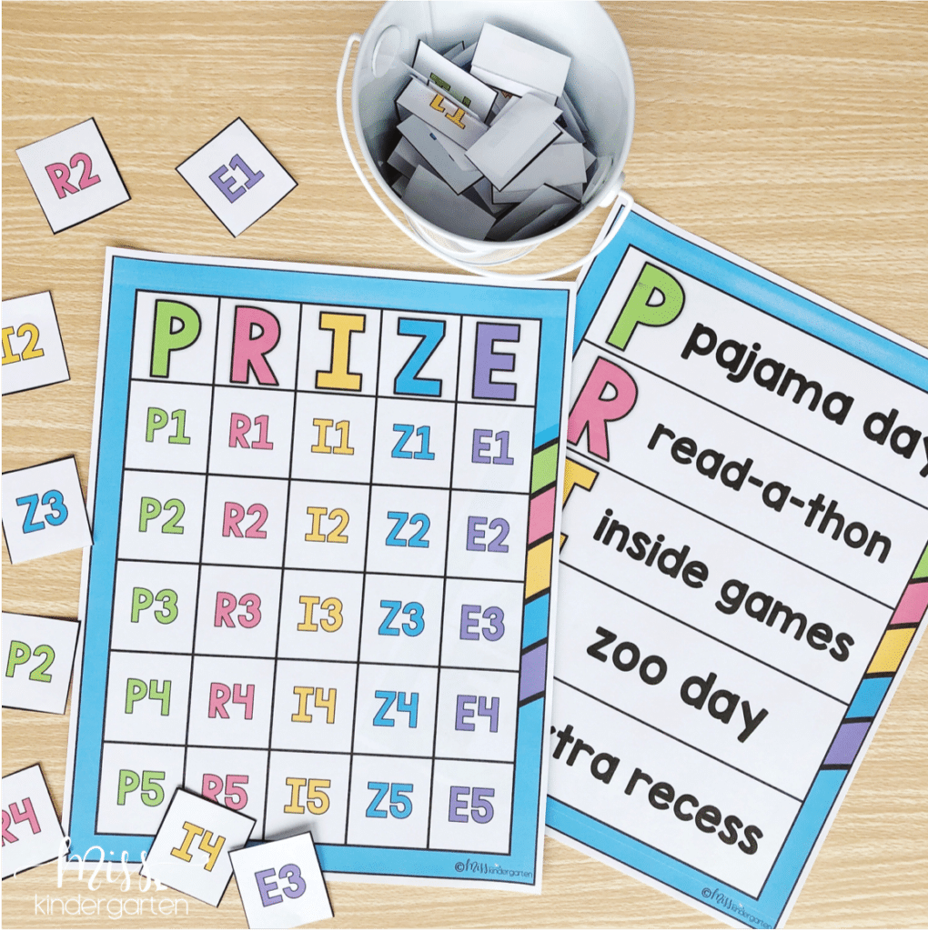 prize chart for behavior bingo board management tool