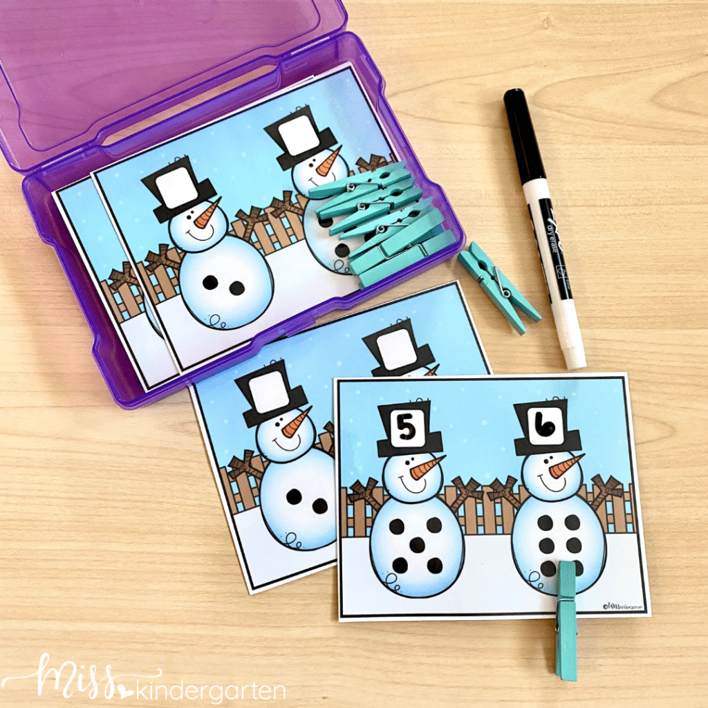 Have you picked up the new Winter mini erasers from Target yet? These  center activities go perfectly with them - and you can use the snowmen and  fox
