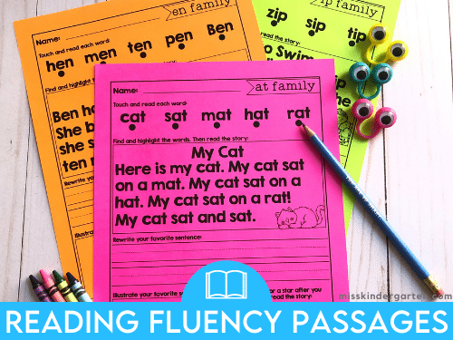 FREE Kindergarten Reading Fluency Passages