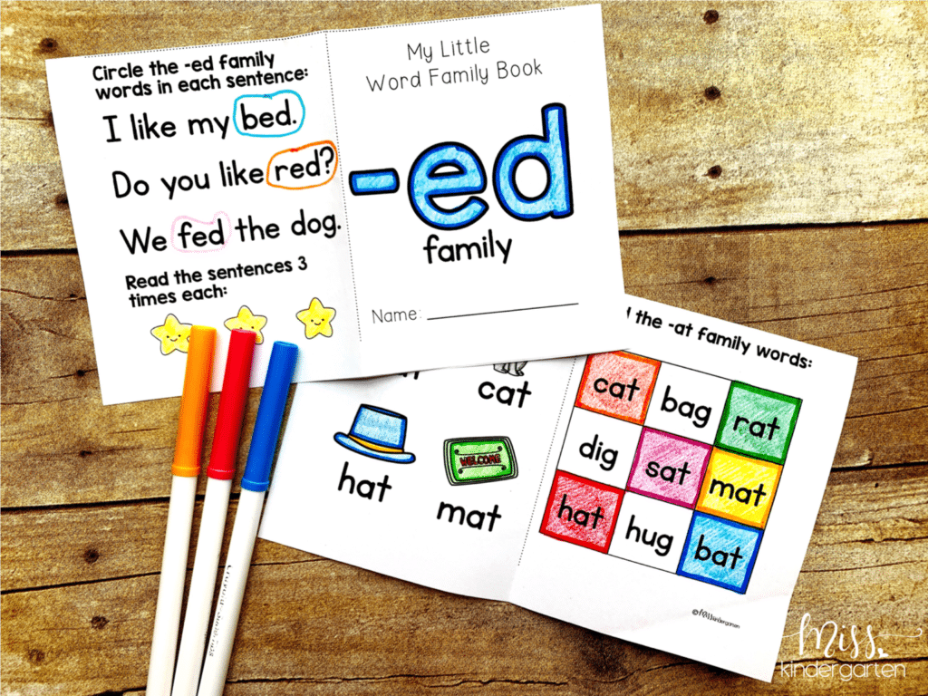 A printable book for the -ed word family