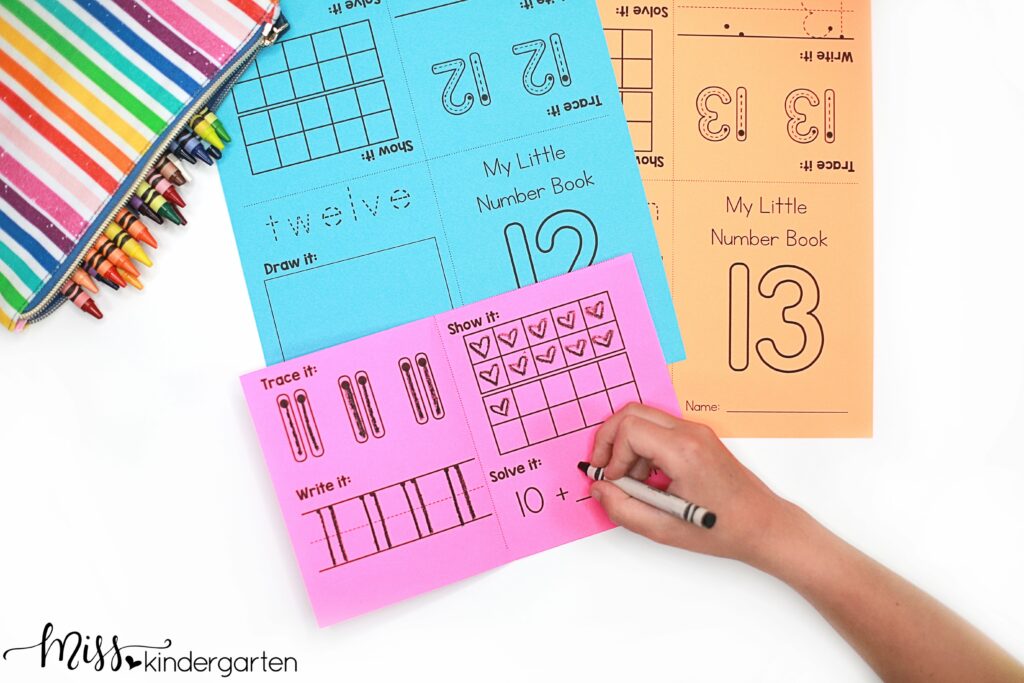 These Little Number Books are the perfect way to introduce numbers to students.  Inside one book students work on number recognition, writing numbers, number words, ten frames and more.
