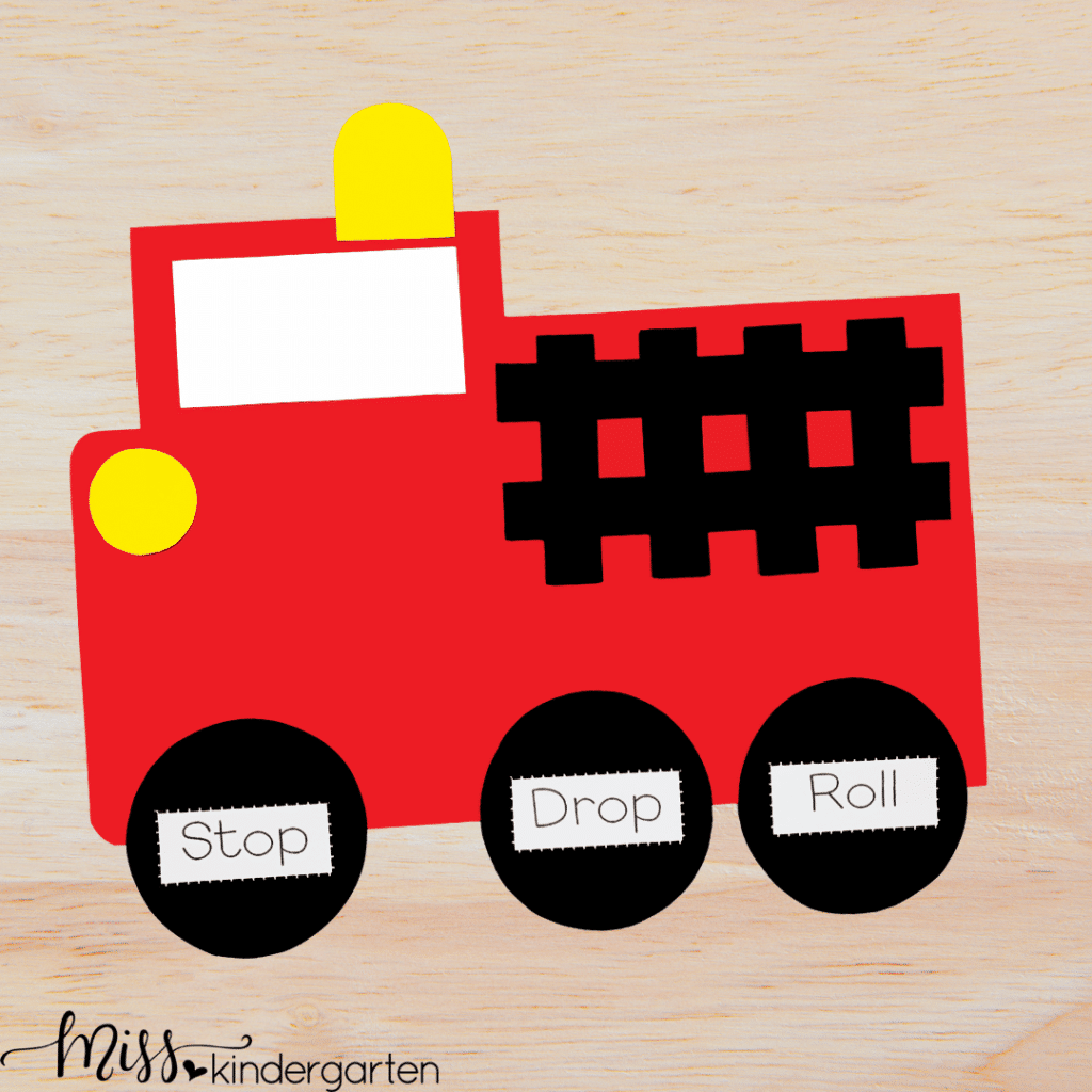 students will work on fine motor skills with this fire truck craft