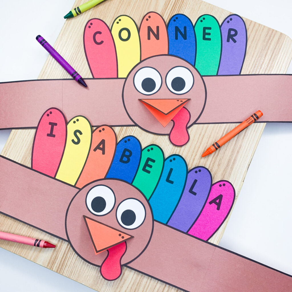 turkey name headband is a great craft in the days leading up to Thanksgiving