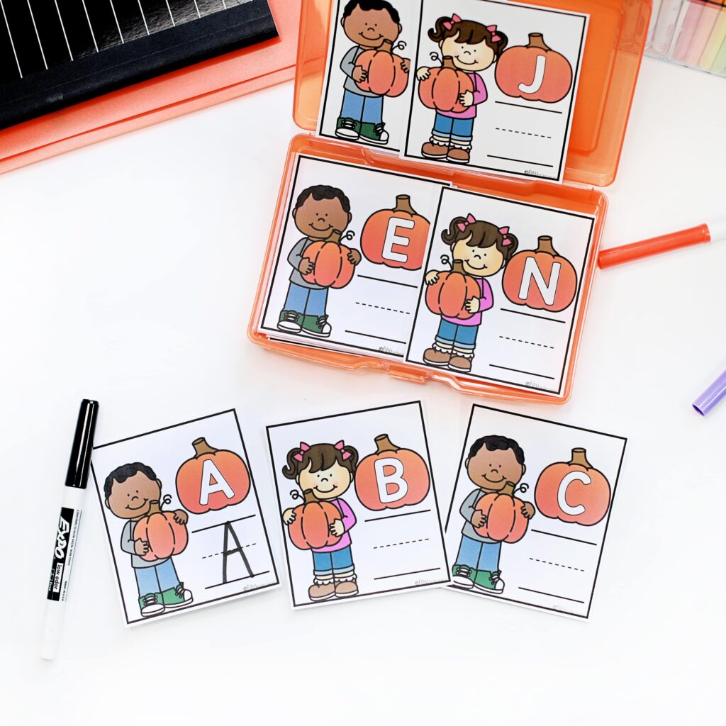 These low prep centers focus on literacy and are stress free and easy to get together for students. With fun fall themes and activities like letter tracing and beginning sounds, they are perfect for your Kindergarten students!