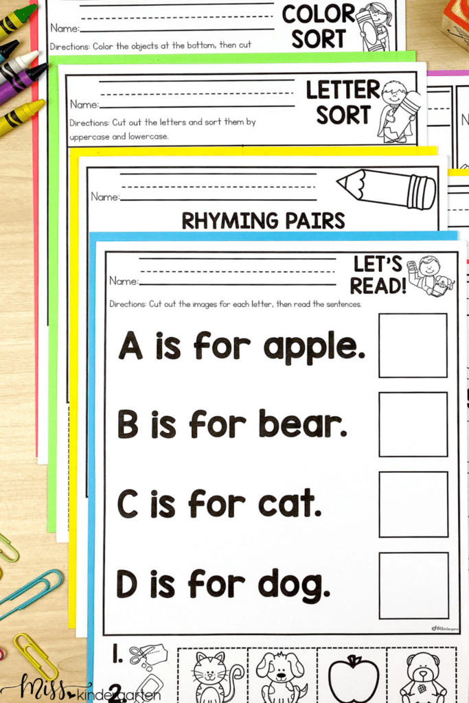 No Prep Kindergarten Printables are skills based practice activities.