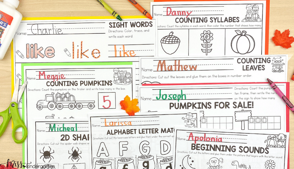 October no prep printable activities for kindergarten