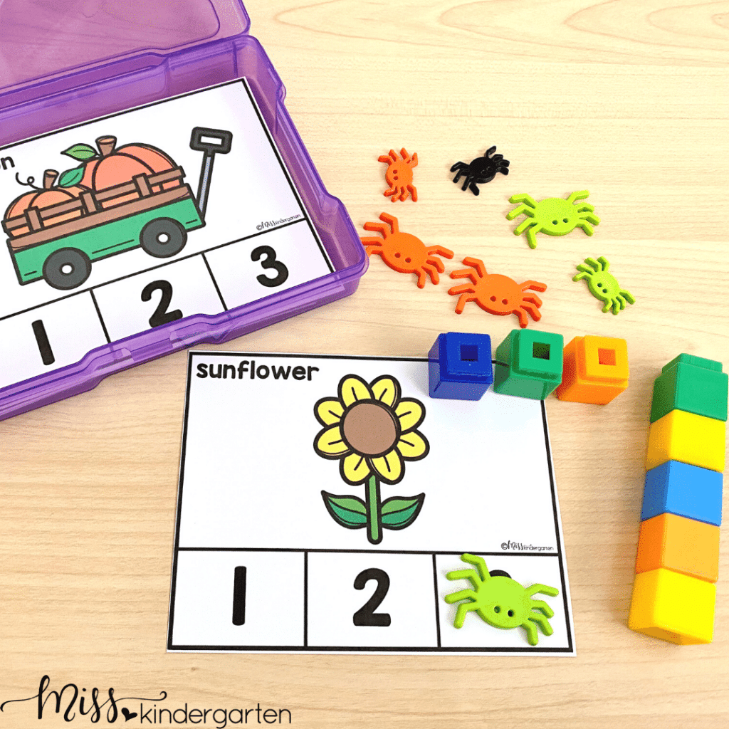 Students can practice identifying syllables with this October center activity.