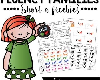 Free Reading Words Fluency Practice -at Family Words