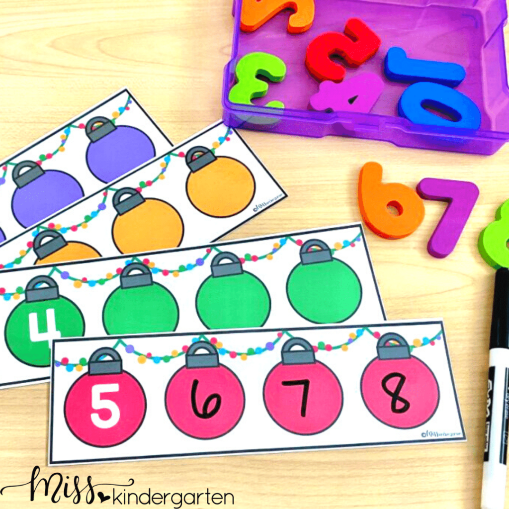 Christmas counting on math center 