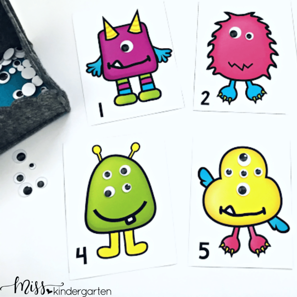 Kindergarten number sense practice is fun and easy with these silly monster cards. Students will practice recognizing numbers and counting.