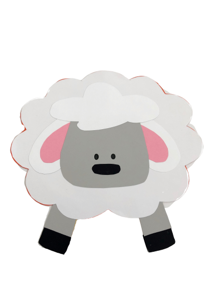 Lamb craft made of construction paper.