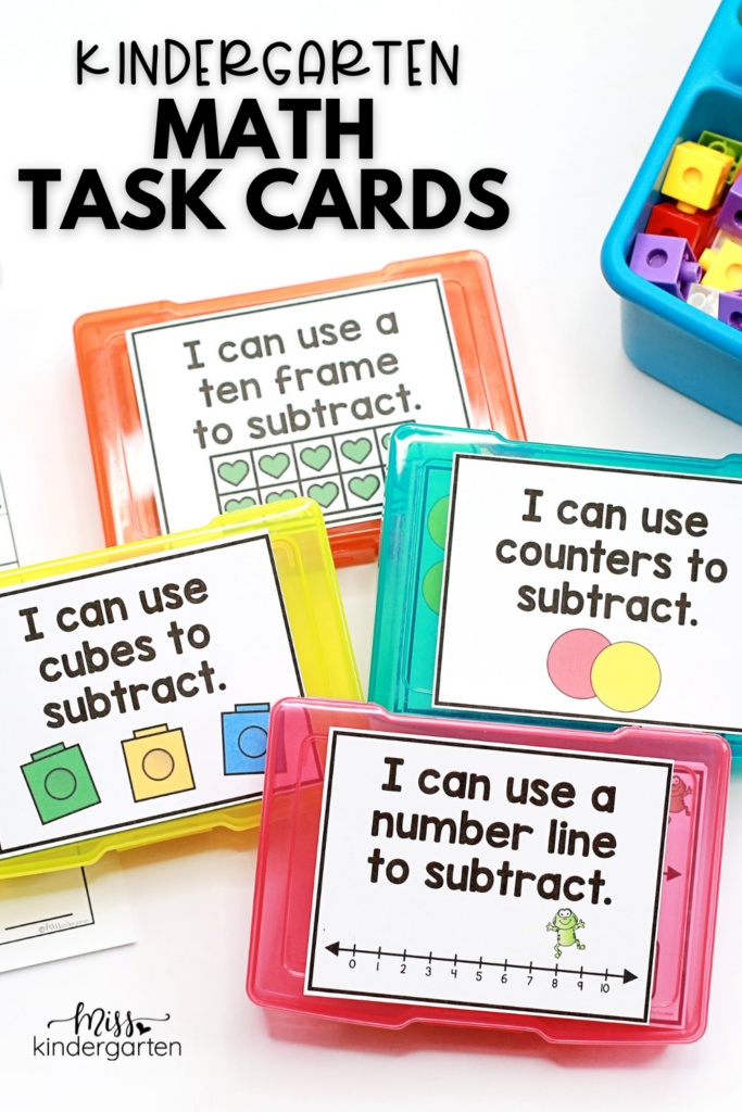 Math task cards provide a fun and engaging way for kindergartners to practice addition and subtraction skills!  This post shares three reasons why math task cards are perfect for kindergarten math practice!