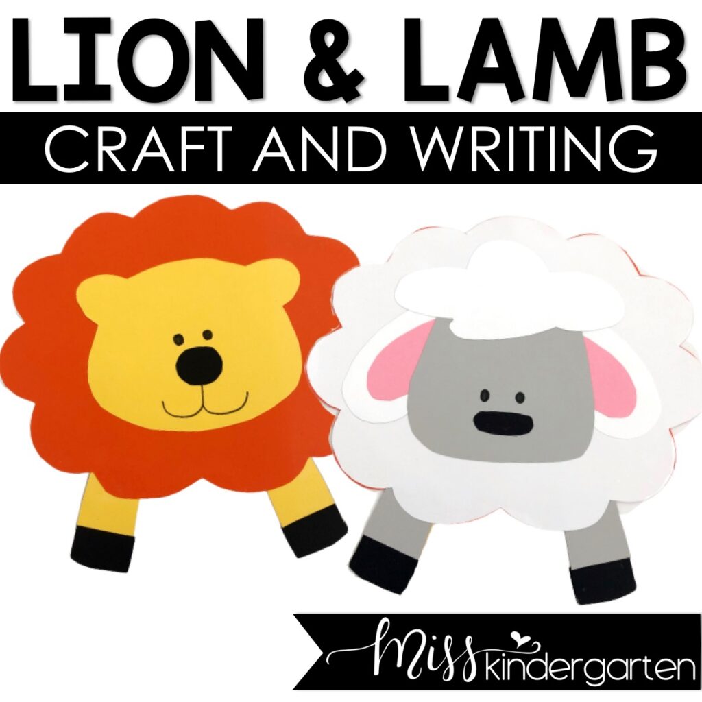 Lion and lamb craft and writing activity.