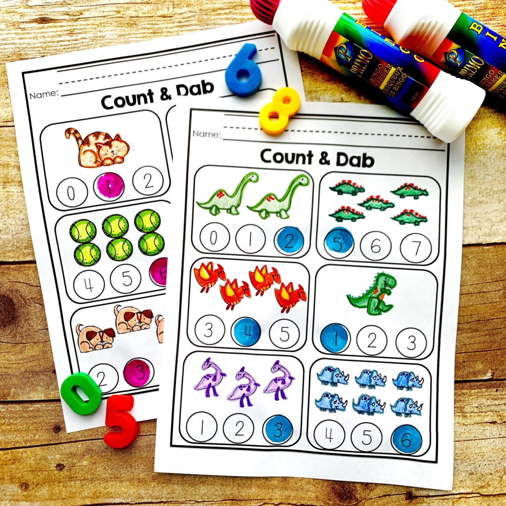 Two count and dab worksheets