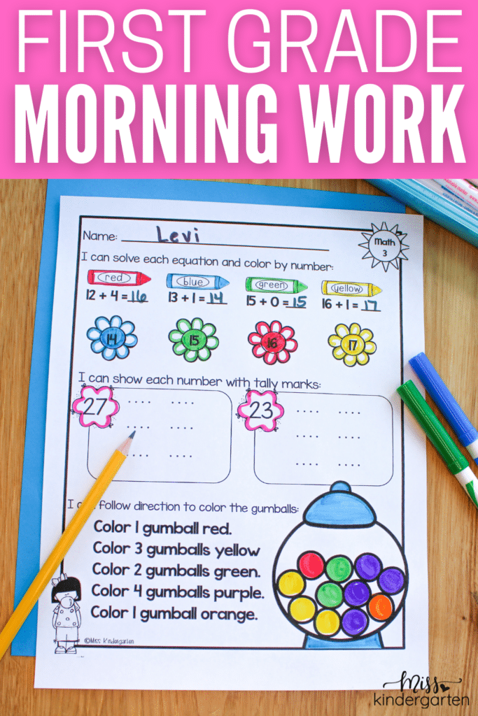 First grade morning work pin