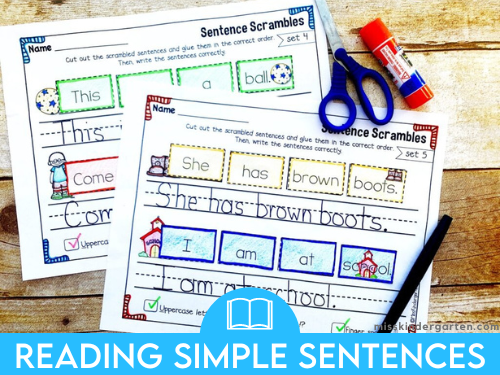Scrambled Sentence Strips Beginning Reading Activity Cards Set Phonics 