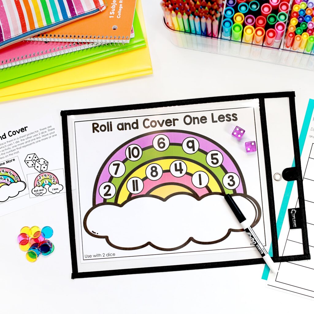 A rainbow themed roll and cover activity