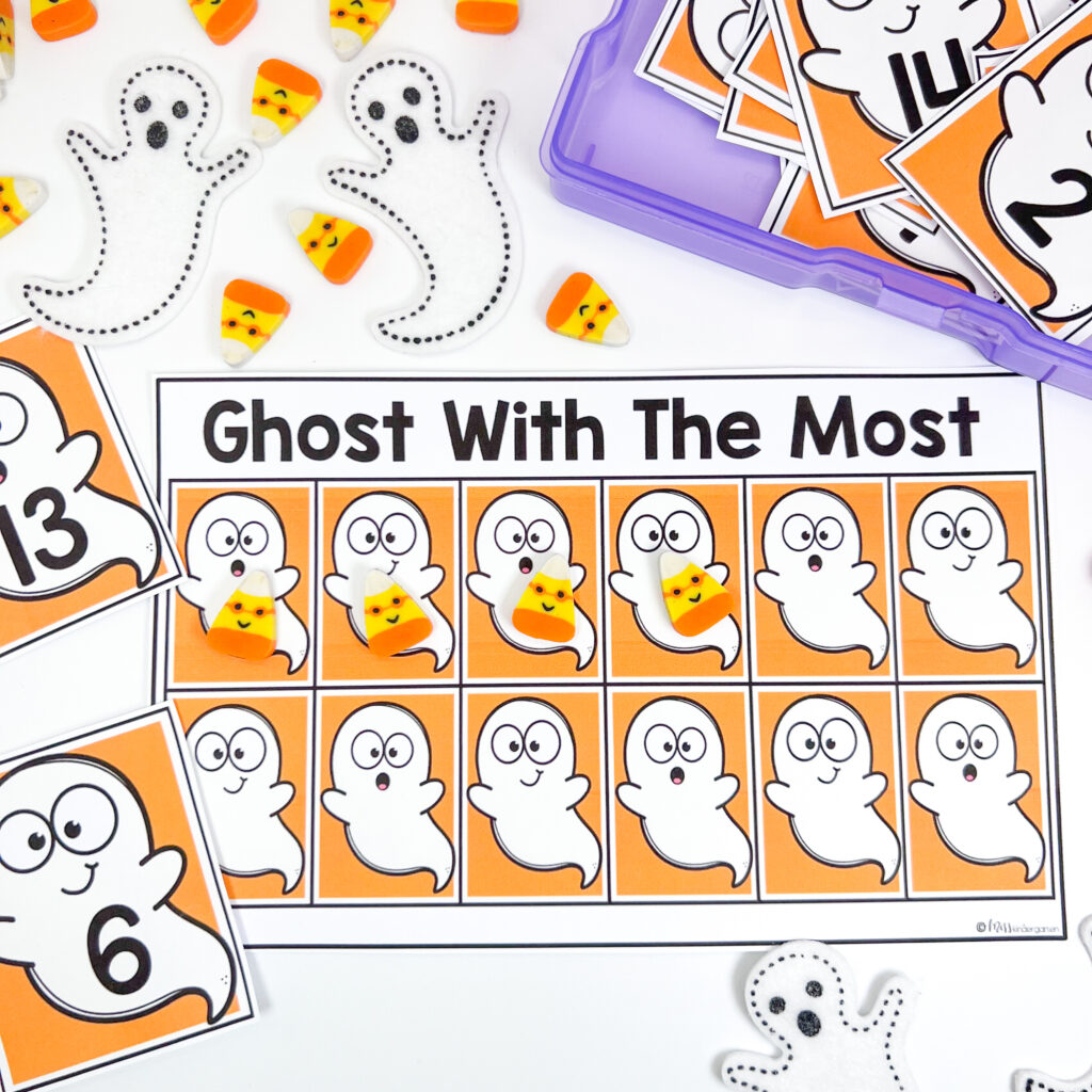 Ghost-themed number comparison activity