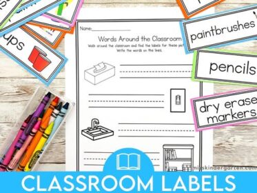 Classroom labels with a write-the-room activity