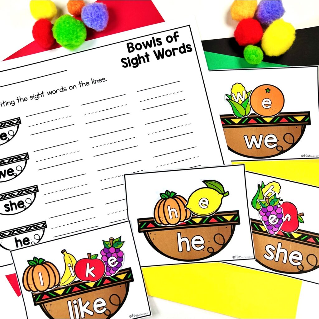 A sight word building activity