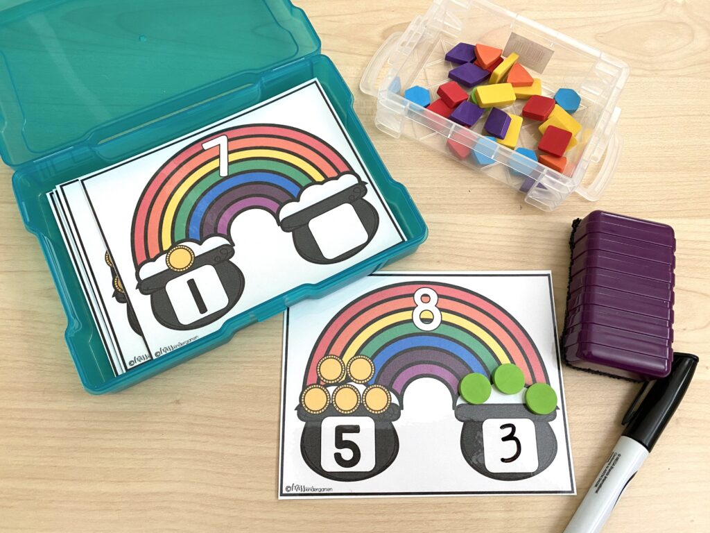 Building number bonds on a rainbow task card