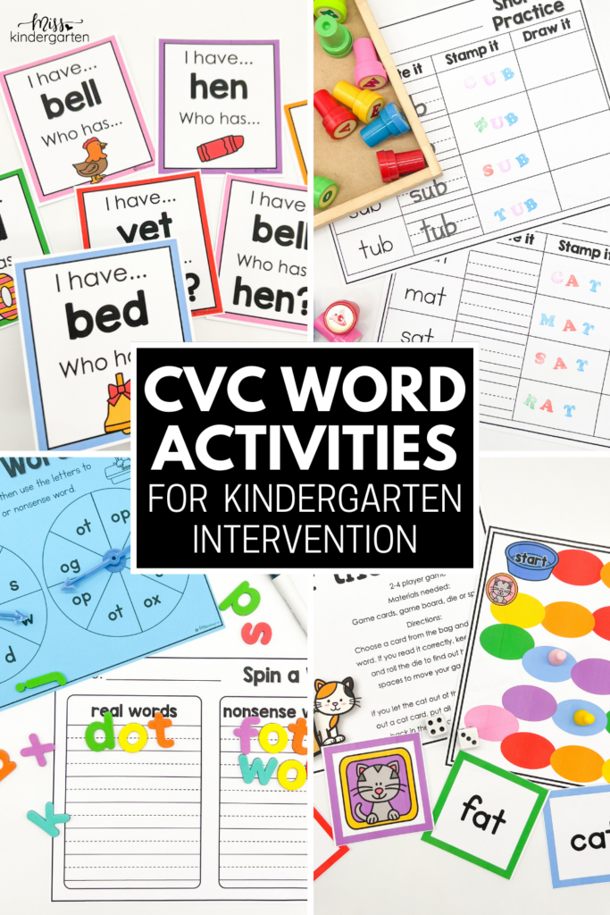 CVC word activities for kindergarten intervention