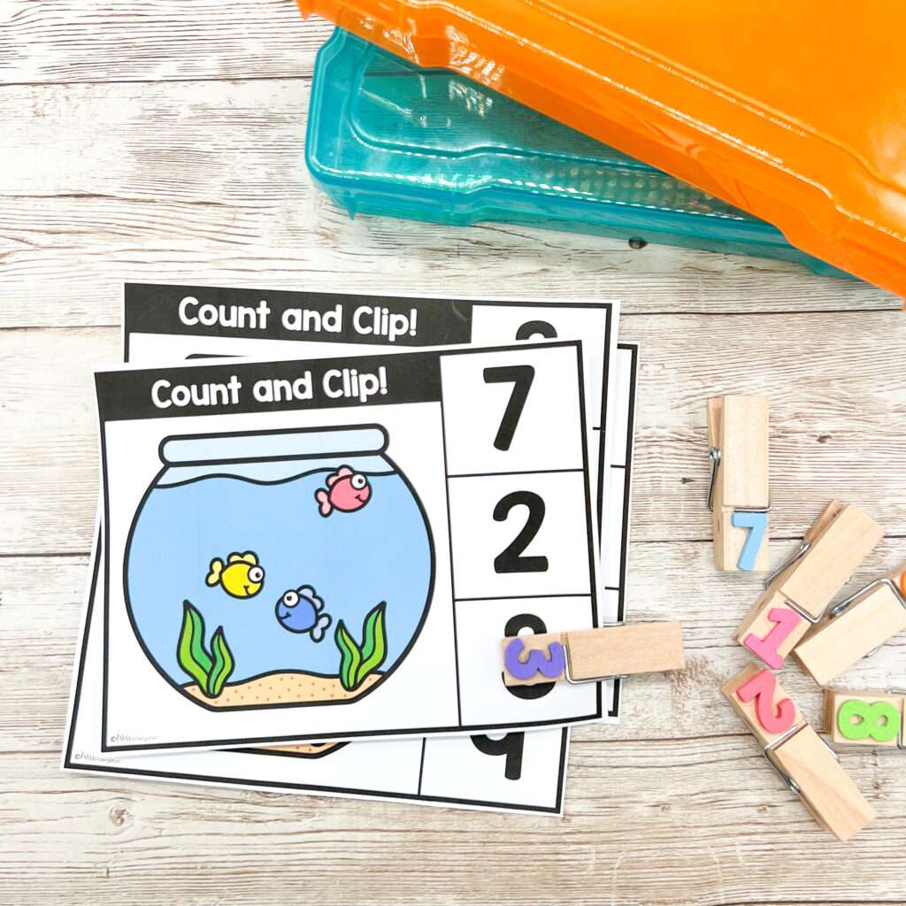 Count and Clip fishbowl themed task card