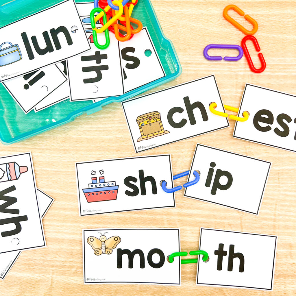 Word building activity for consonant digraphs
