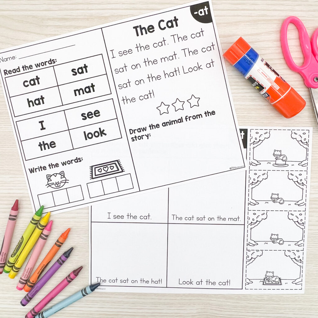 Comprehension pages to go along with a printable decodable reader
