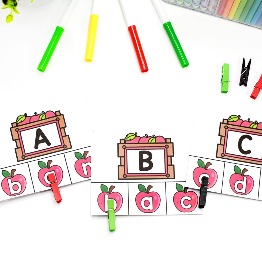 Letter clip cards for alphabet practice
