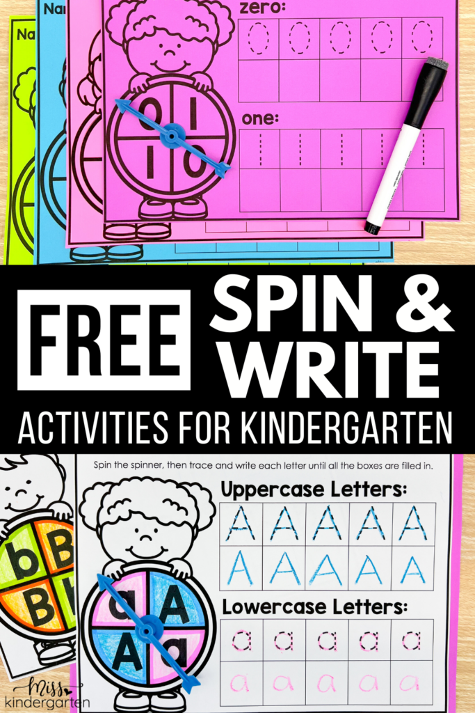 Free Spin and Write Activities for Kindergarten