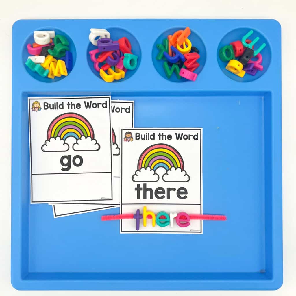 Rainbow cards for sight word building