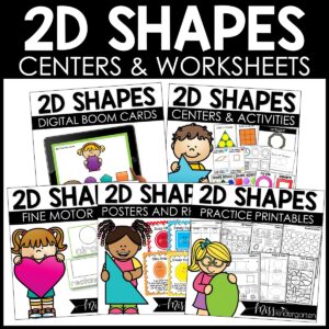 2D Shapes Kindergarten Worksheets Centers & Activities BUNDLE
