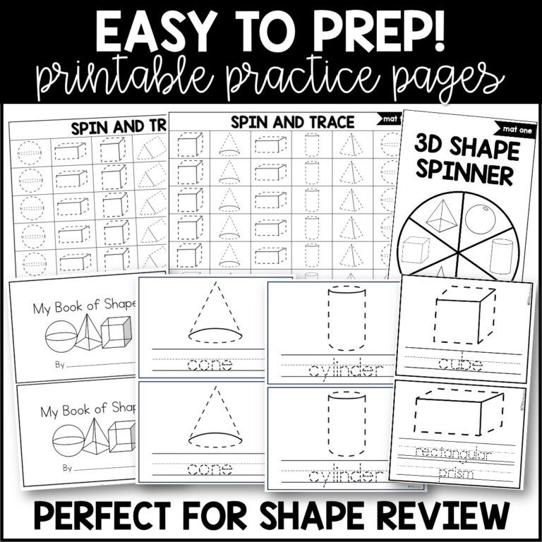 3D Shapes Kindergarten Worksheets & Math Center Activities - Miss ...