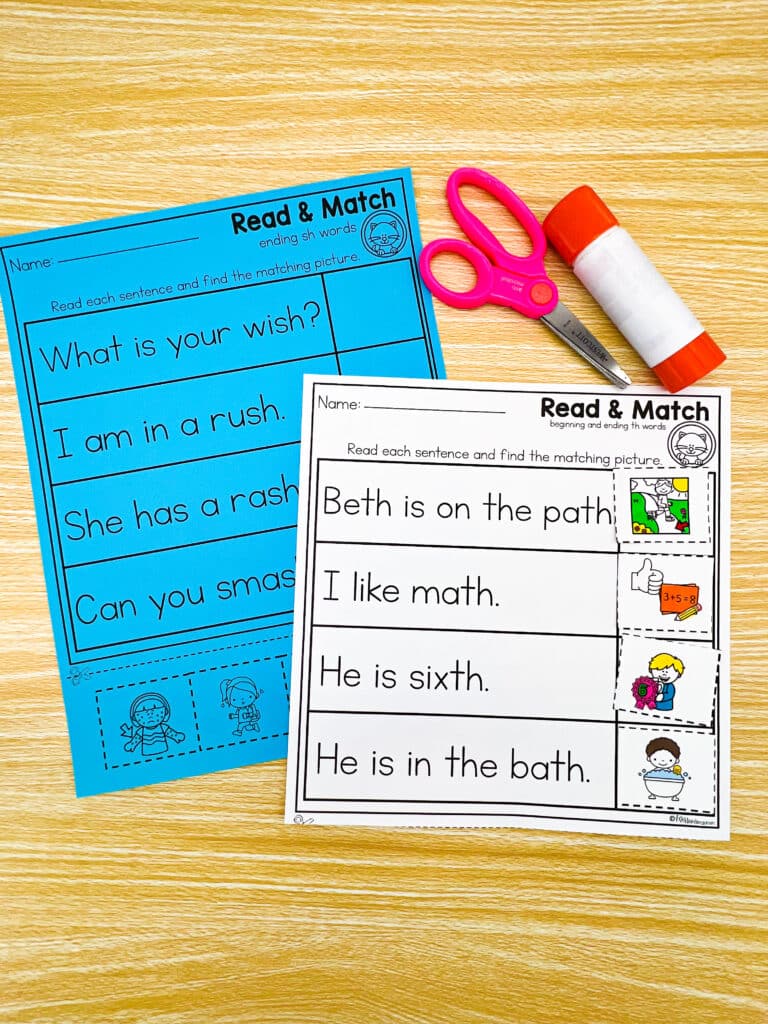 Two read and match worksheets