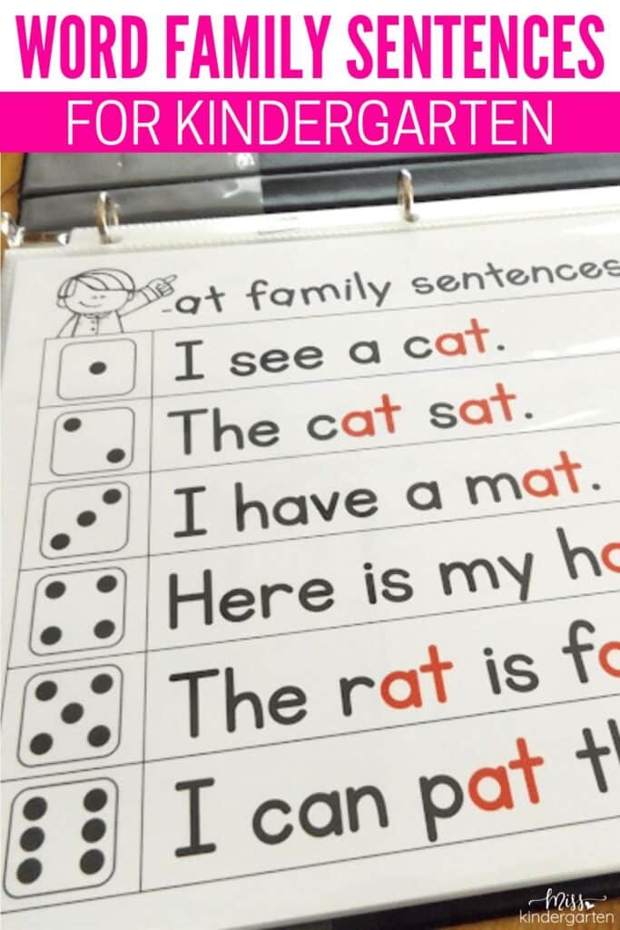 Word Family Sentences for Kindergarten